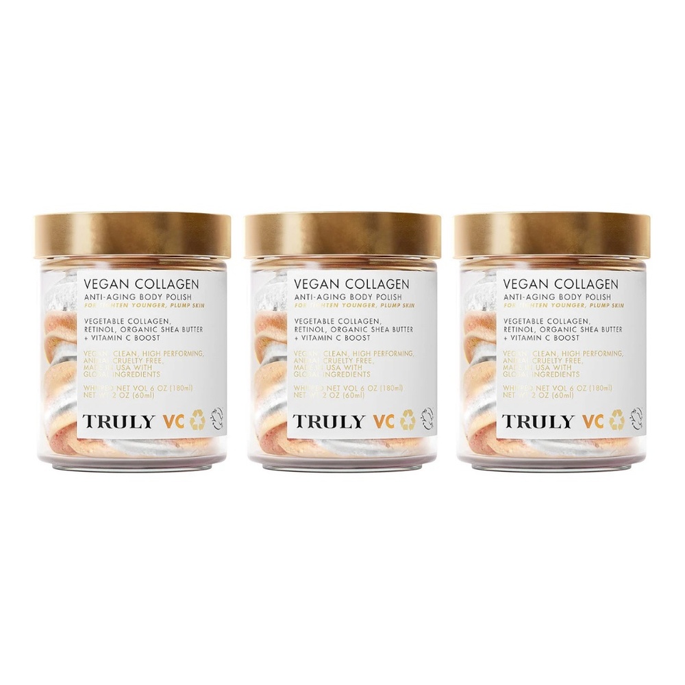 Lot 3pc New TRULY Vegan Collagen Booster Anti-Aging Body Polish - 60ml 2fl oz